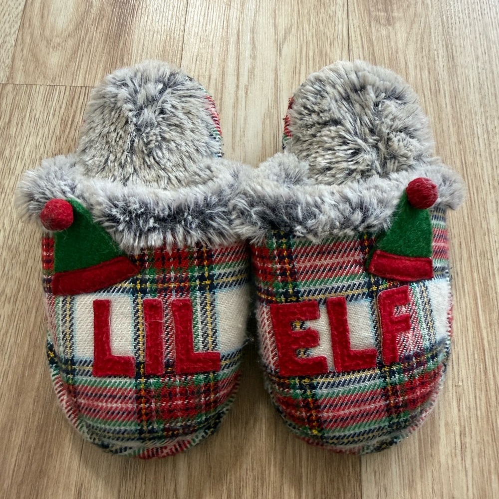 Plaid Lil Elf Slippers with Faux Fur